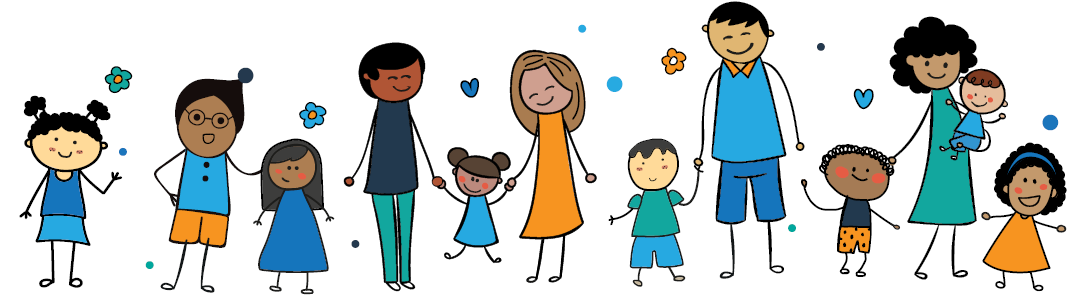 Decorative graphic of families